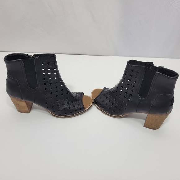 Toms Black Majorca Basketweave Women's  8 1/2 Peep Toe Boot - Picture 4 of 12
